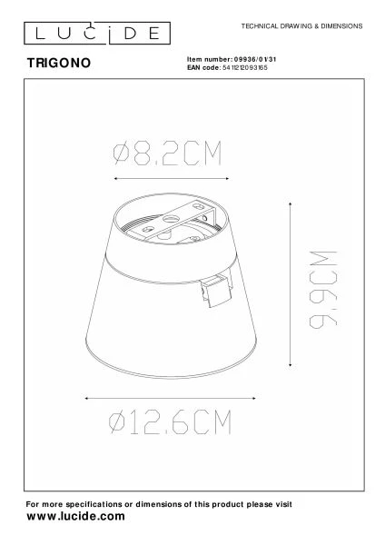 Lucide TRIGONO - Plafondspot - Ø 12,6 cm - 1xGU10 (ES111) - Wit - technisch